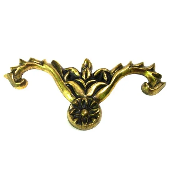 Vintage Ornate Solid Brass Motif Furniture Appliques Decorations 9" x 4" Lot 3